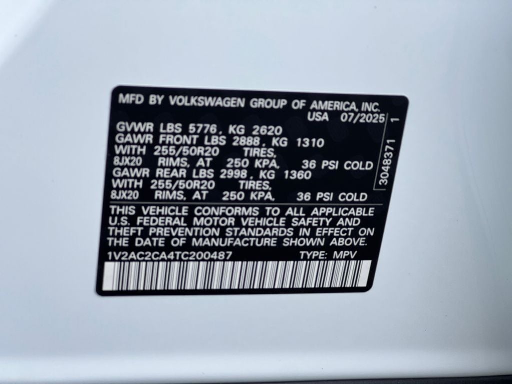 2026 Volkswagen Atlas Cross Sport 2.0T SEL R-Line Black